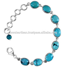 Tibetan Turquoise Gemstone 925 Sterling Silver Bracelet